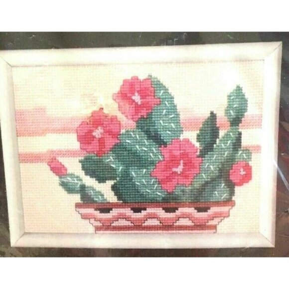 Cross Stitch Kit Dimensions Flowering Cactus Stamp Pattern 6624 No Count 7×5 VTG - Picture 1 of 3